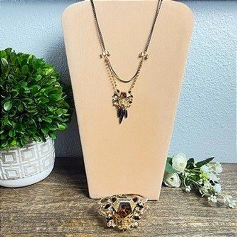 Betsey Johnson Hollywood Glam Tiger Necklace Bracelet Set Lucite Rhinestone HTF